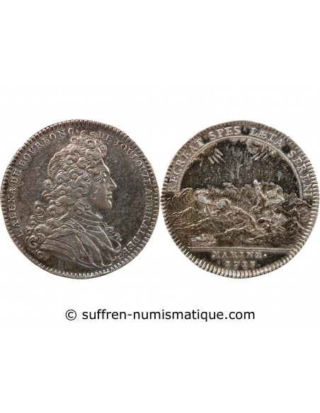 GALERES ROYALES, LOUIS ALEXANDRE DE BOURBON, COMPTE DE TOULOUSE - JETON ARGENT 1713