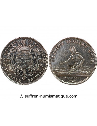 GALERES ROYALES, JEAN PHILIPPE D'ORLEANS - JETON ARGENT 1729