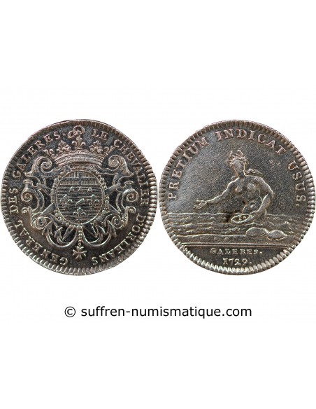 GALERES ROYALES, JEAN PHILIPPE D'ORLEANS - JETON ARGENT 1729