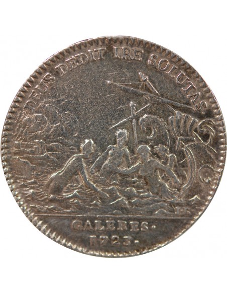GALERES ROYALES, LOUIS XV - JETON ARGENT 1723