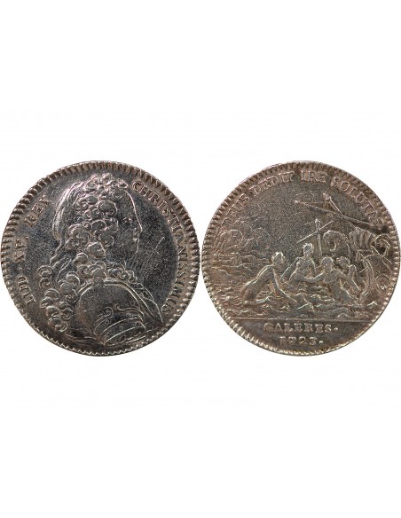 GALERES ROYALES, LOUIS XV - JETON ARGENT 1723