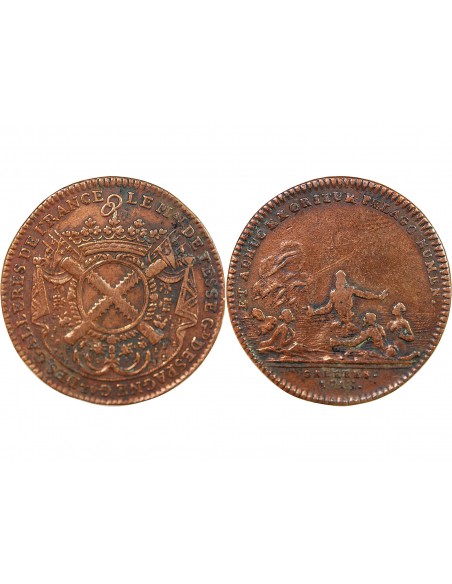 GALERES ROYALES, MARECHAL RENE-MANS DE FROULAY DE TESSE - JETON CUIVRE 1713