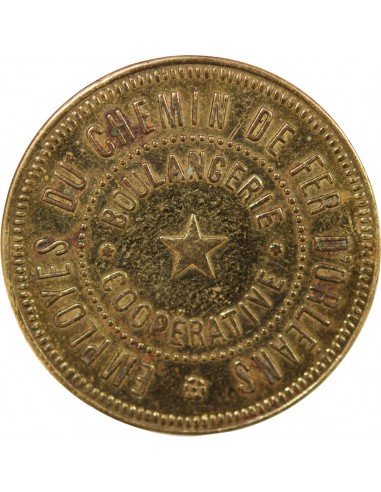 EMPLOYES DU CHEMIN DE FER D'ORLEANS, BOULANGERIE COOPERATIVE - JETON LAITON, 1.5k