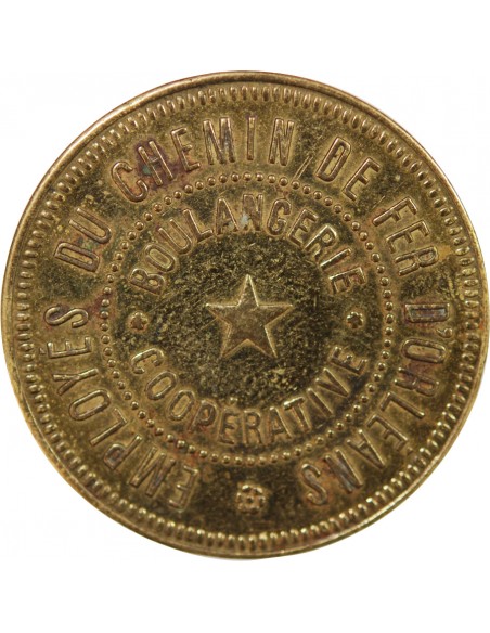 EMPLOYES DU CHEMIN DE FER D'ORLEANS, BOULANGERIE COOPERATIVE - JETON LAITON, 1.5k