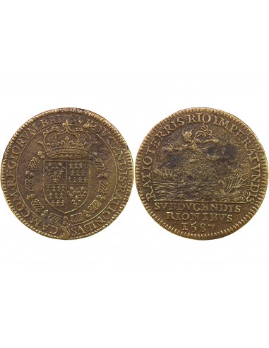 CHAMBRE DES COMPTES DE BRETAGNE – JETON LAITON 1587 NANTES
