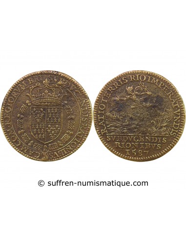 CHAMBRE DES COMPTES DE BRETAGNE – JETON LAITON 1587 NANTES