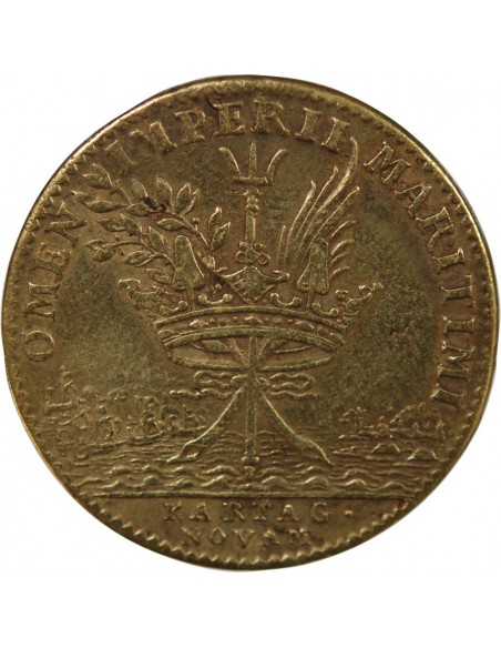 GALERES ROYALES, LOUIS XIV - EXPEDITION DE CARTHAGENE DES INDES, 1697 - JETON LAITON