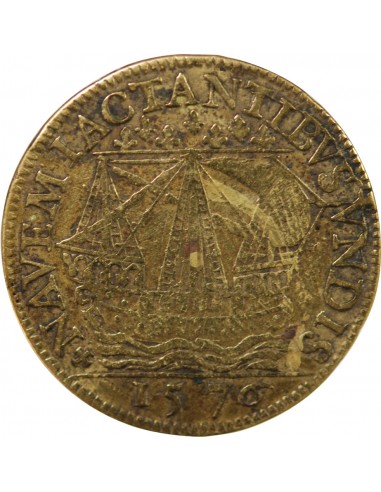 VILLE DE PARIS, ADMINISTRATION MUNICIPALE - CHARLES IX - JETON LAITON 1576