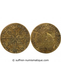 VILLE DE PARIS, ADMINISTRATION MUNICIPALE - CHARLES IX - JETON LAITON 1576