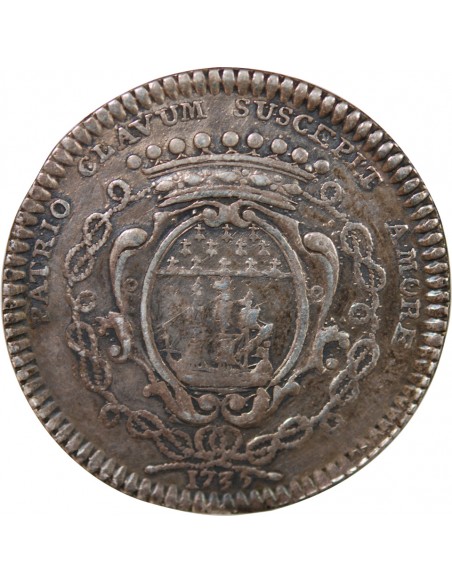 MAIRE DE NANTES, RENÉ DARQUISTADE – JETON ARGENT 1735