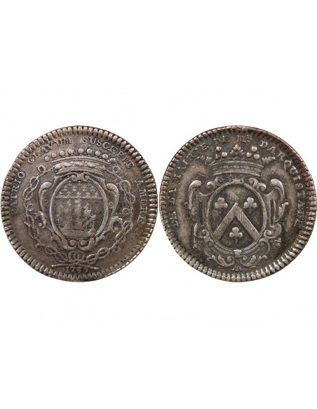 MAIRE DE NANTES, RENÉ DARQUISTADE – JETON ARGENT 1735