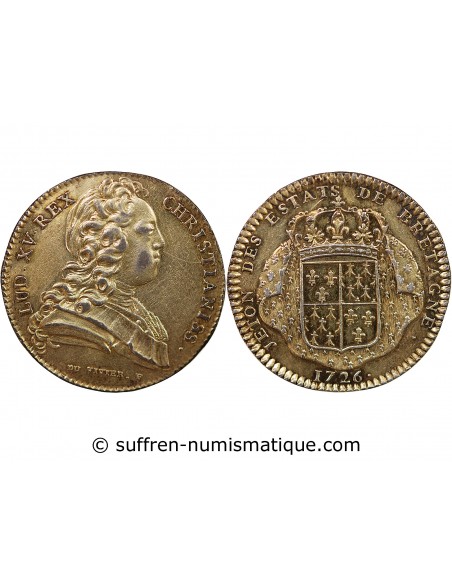 ETATS DE BRETAGNE, LOUIS XV – JETON ARGENT 1726 SAINT BRIEUC Daniel 80