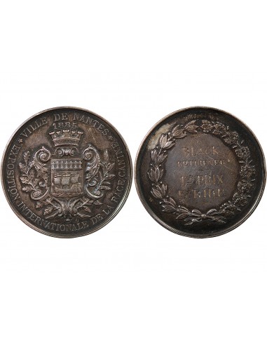 VILLE DE NANTES, EXPOSITION INTERNATIONALE DE LA RACE CANINE - MÉDAILLE ARGENT 1885 - 1er PRIX BLACK RETRIEVER ATTRIBUE A E.BIRE