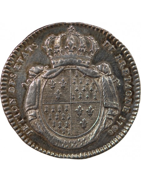 ETATS DE BRETAGNE, LOUIS XVI – JETON ARGENT 1788 RENNES Daniel 139