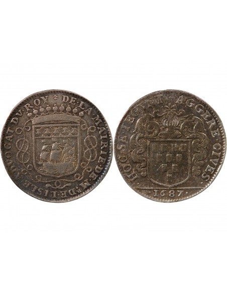 MAIRE DE NANTES - GUILLAUME DE LISLE DE LA NICOLLIERE - JETON ARGENT 1687
