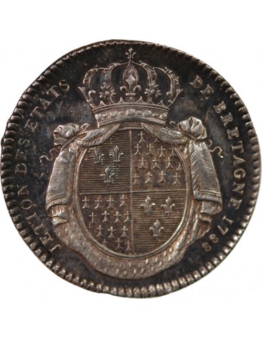 ETATS DE BRETAGNE, LOUIS XVI – JETON ARGENT 1788 RENNES Daniel 139