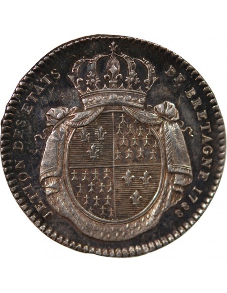 ETATS DE BRETAGNE, LOUIS XVI – JETON ARGENT 1788 RENNES Daniel 139