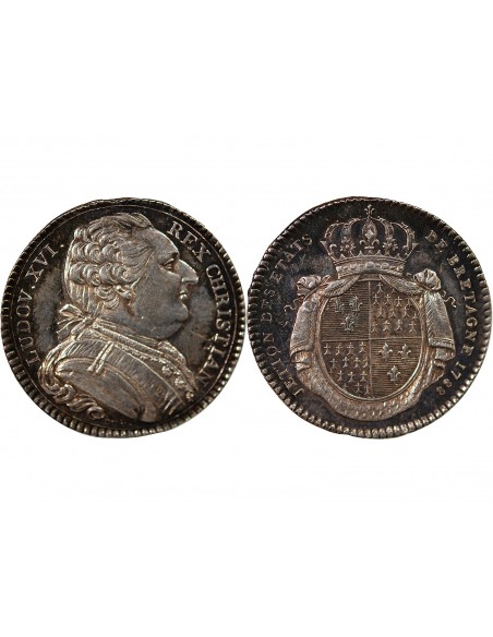 ETATS DE BRETAGNE, LOUIS XVI – JETON ARGENT 1788 RENNES Daniel 139