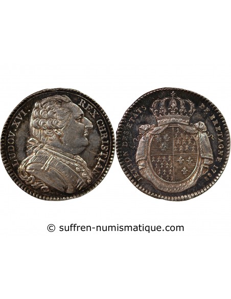 ETATS DE BRETAGNE, LOUIS XVI – JETON ARGENT 1788 RENNES Daniel 139