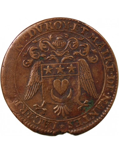 MAIRE DE NANTES - JACQUES FREMON, SIEUR DU BOUFFAY ET DES CROIX - JETON CUIVRE 1680