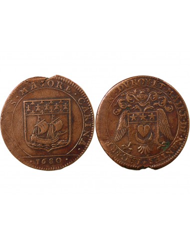 MAIRE DE NANTES - JACQUES FREMON, SIEUR DU BOUFFAY ET DES CROIX - JETON CUIVRE 1680