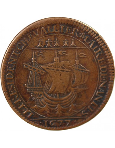 MAIRE DE NANTES - CHARLES CESAR CHEVALIER, SIEUR DU BOIS CHEVALIER - JETON CUIVRE 1677