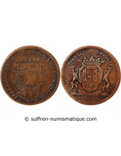MAIRE DE NANTES - CHARLES CESAR CHEVALIER, SIEUR DU BOIS CHEVALIER - JETON CUIVRE 1677