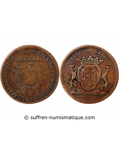 MAIRE DE NANTES - CHARLES CESAR CHEVALIER, SIEUR DU BOIS CHEVALIER - JETON CUIVRE 1677