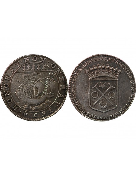 MAIRE DE NANTES - JEAN REGNIER, SIEUR DE LA SOUCHAIS - JETON ARGENT 1674