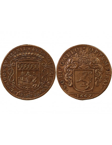 MAIRE DE NANTES - FRANCOIS LORIDO, SIEUR DU MESNIL – JETON CUIVRE 1667