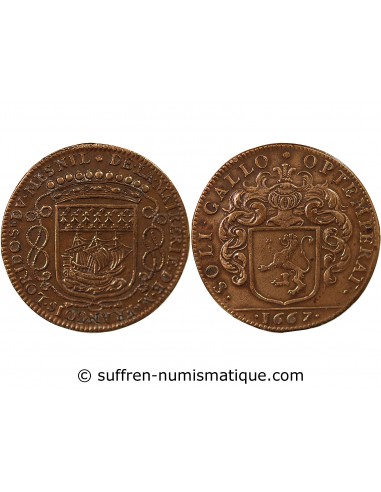 MAIRE DE NANTES - FRANCOIS LORIDO, SIEUR DU MESNIL – JETON CUIVRE 1667