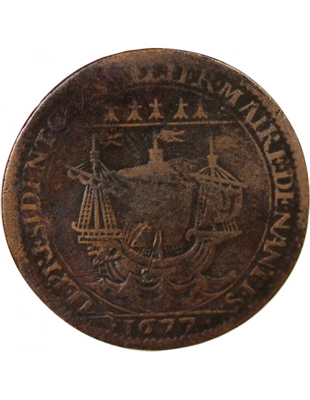 MAIRE DE NANTES - CHARLES CESAR CHEVALIER, SIEUR DU BOIS CHEVALIER - JETON CUIVRE 1677