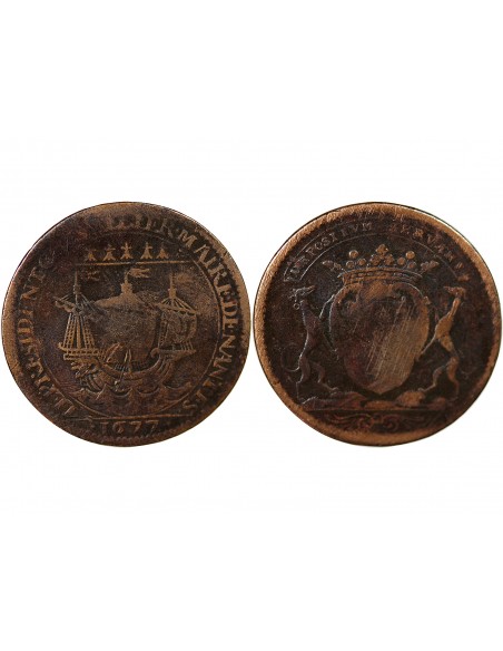 MAIRE DE NANTES - CHARLES CESAR CHEVALIER, SIEUR DU BOIS CHEVALIER - JETON CUIVRE 1677