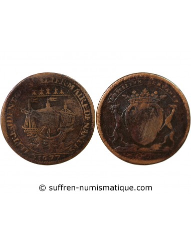 MAIRE DE NANTES - CHARLES CESAR CHEVALIER, SIEUR DU BOIS CHEVALIER - JETON CUIVRE 1677