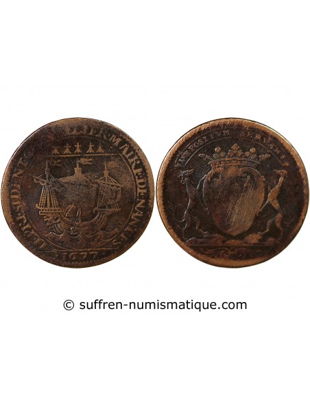 MAIRE DE NANTES - CHARLES CESAR CHEVALIER, SIEUR DU BOIS CHEVALIER - JETON CUIVRE 1677