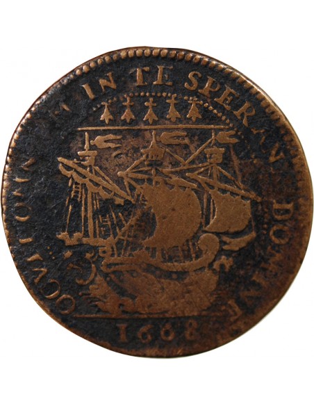 MAIRE DE NANTES - JACQUES CHARETTE, SIEUR DE MONTBERT JETON CUIVRE 1668