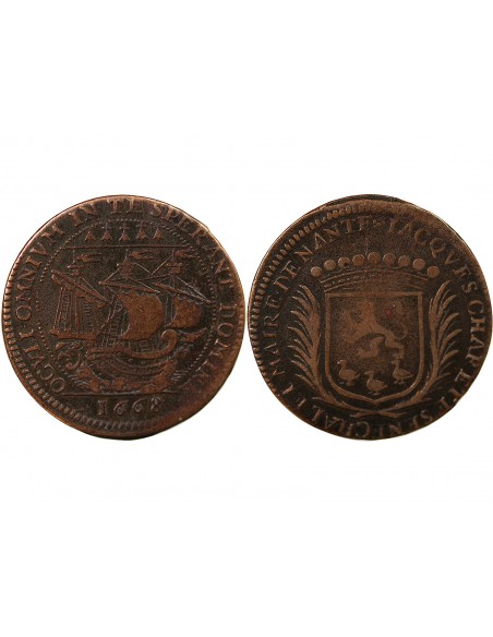 MAIRE DE NANTES - JACQUES CHARETTE, SIEUR DE MONTBERT JETON CUIVRE 1668