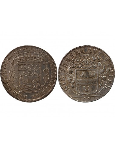 MAIRE DE NANTES -MATHURIN GIRAUD, SIEUR DE LA BIGEOTIERE - JETON ARGENT 1665