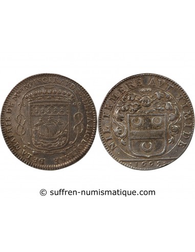 MAIRE DE NANTES -MATHURIN GIRAUD, SIEUR DE LA BIGEOTIERE - JETON ARGENT 1665