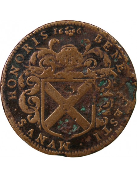 MAIRE DE NANTES - JEAN POULLAIN, SIEUR DE LA VINCENDIERE - JETON CUIVRE 1661
