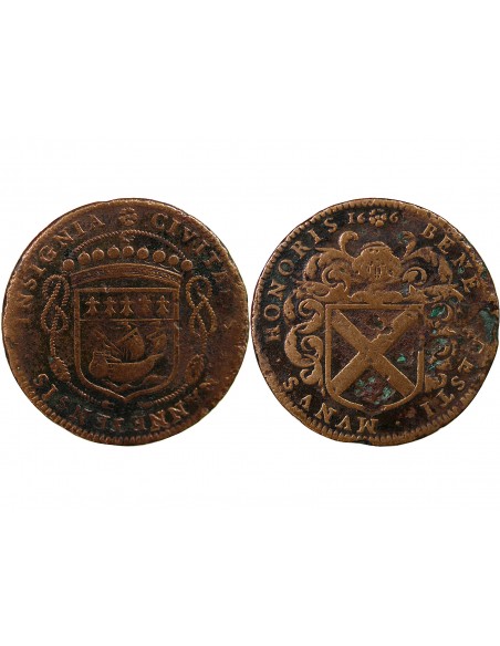 MAIRE DE NANTES - JEAN POULLAIN, SIEUR DE LA VINCENDIERE - JETON CUIVRE 1661