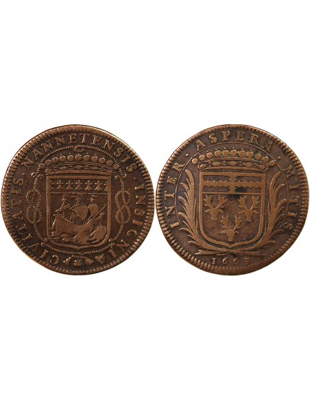 MAIRE DE NANTES - LOUIS MACE, SIEUR DE LA ROCHE - JETON CUIVRE 1663