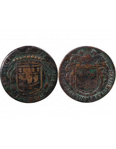MAIRE DE NANTES - JACQUES HUTEAU, SIEUR DES BURONS - JETON CUIVRE 1659