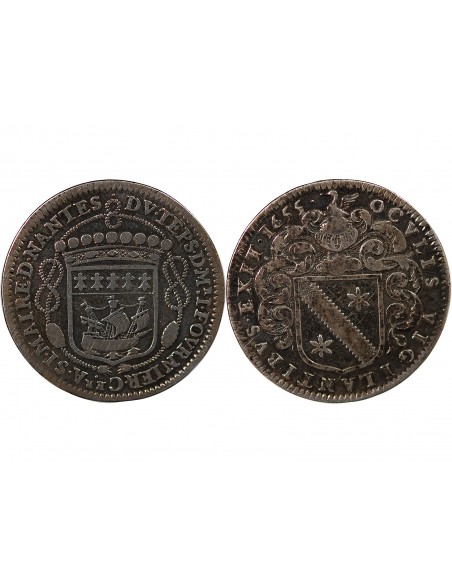 MAIRE DE NANTES - JEAN FOURNIER, SIEUR DE LA PISONNIERE - JETON ARGENT 1655