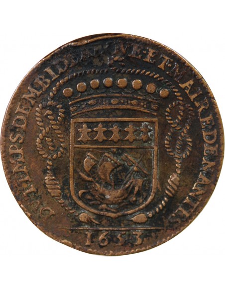 MAIRE DE NANTES - CLAUDE BIDE, SIEUR DE RANZAY - JETON CUIVRE 1653
