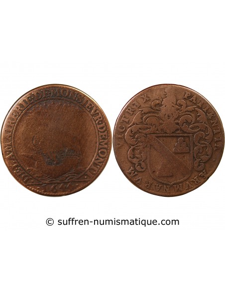 MAIRE DE NANTES - YVES DE MONTI, SIEUR DE LA CHALONNIERE - JETON CUIVRE 1644