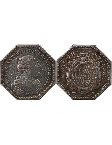 ETATS DE BRETAGNE, LOUIS XVI – JETON ARGENT 1787 RENNES Daniel 138