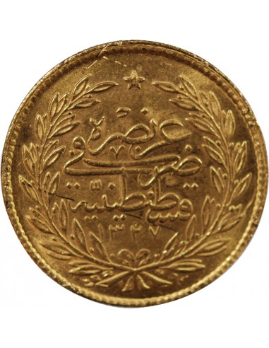 EMPIRE OTTOMAN, SULTAN MEHMED V - 500 KURUSH OR - CONSTANTINOPLE, 1327 AH / 4 (1912-1913)