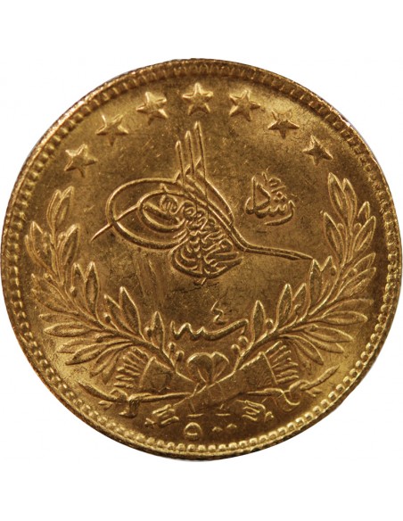 EMPIRE OTTOMAN, SULTAN MEHMED V - 500 KURUSH OR - CONSTANTINOPLE, 1327 AH / 4 (1912-1913)