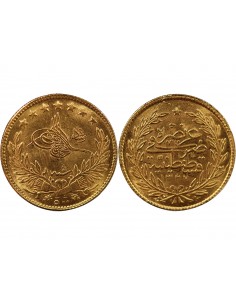 EMPIRE OTTOMAN, SULTAN MEHMED V - 500 KURUSH OR - CONSTANTINOPLE, 1327 AH / 4 (1912-1913) 2